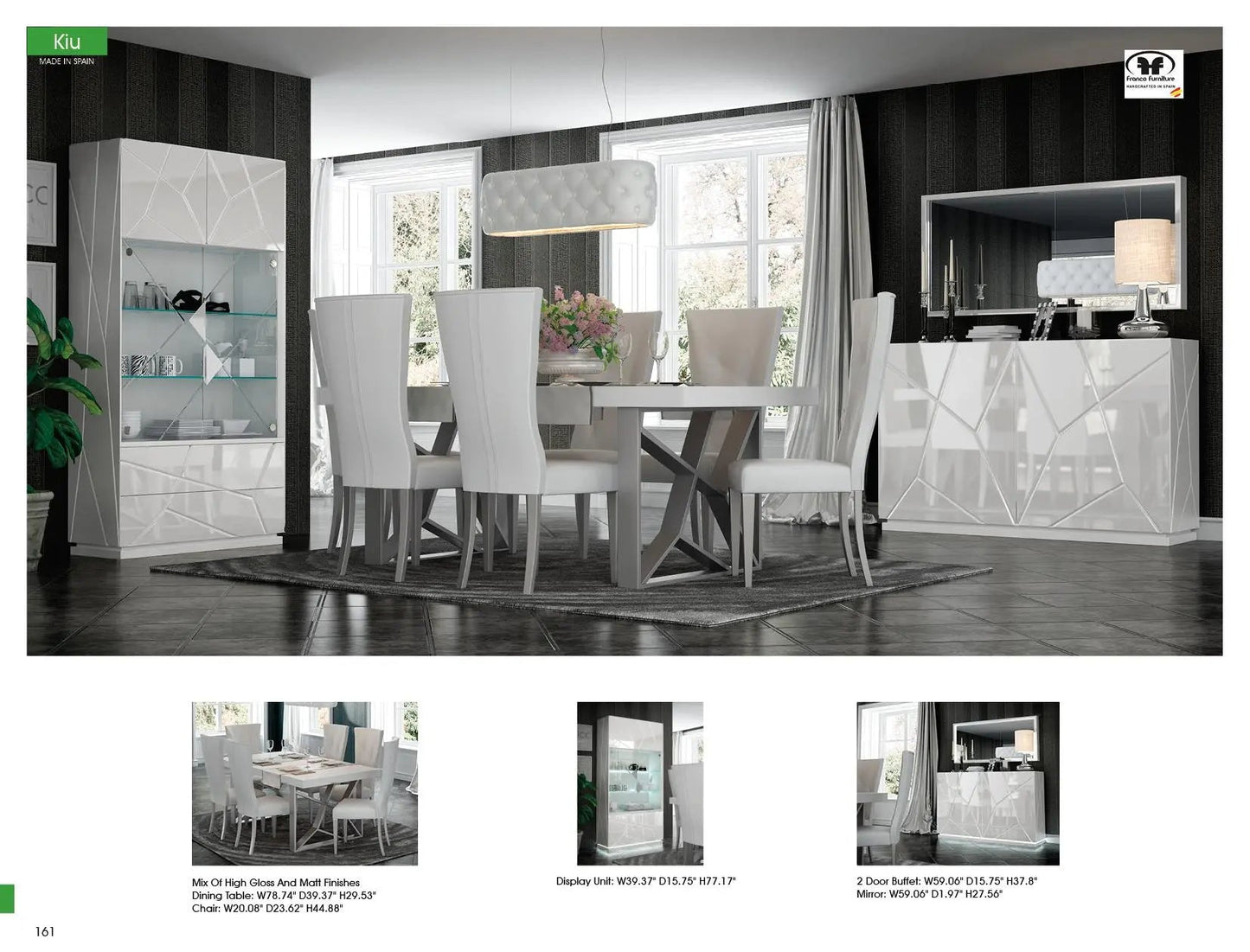 Kiu Modern Rectangular Dining Room Set High Gloss White Color by ESF Furniture ESF Furniture