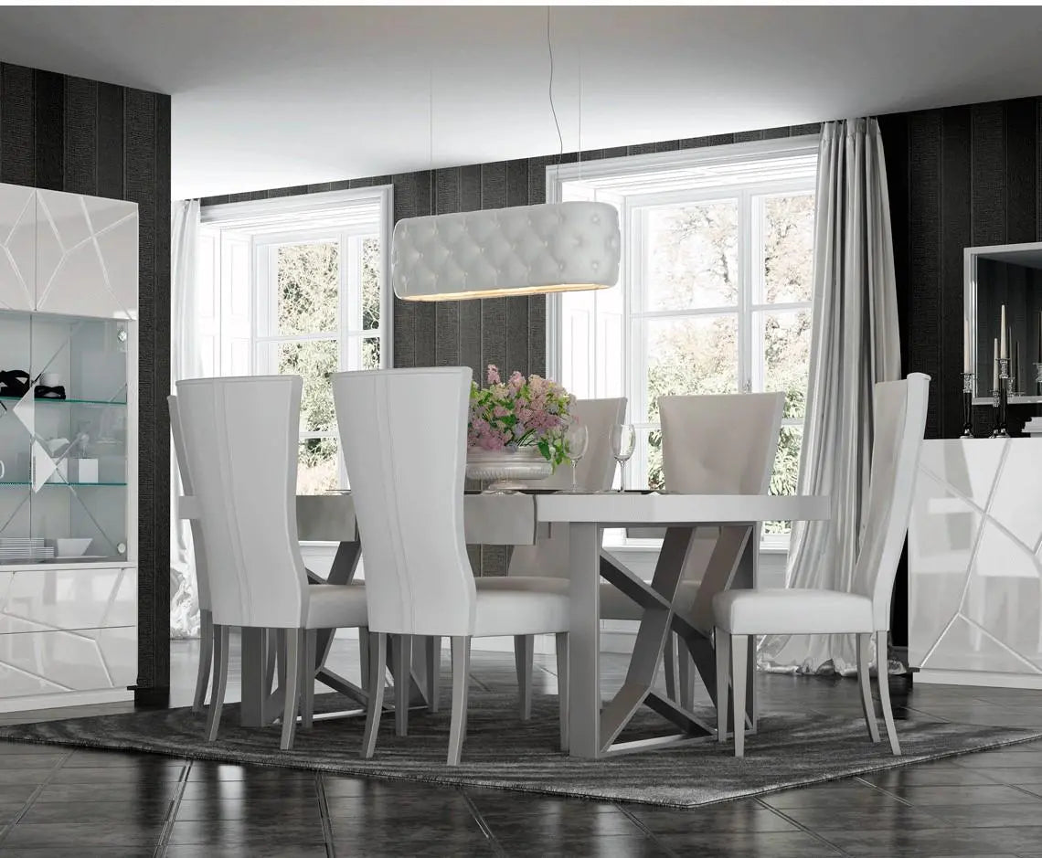 Kiu Modern Rectangular Dining Room Set High Gloss White Color by ESF Furniture ESF Furniture