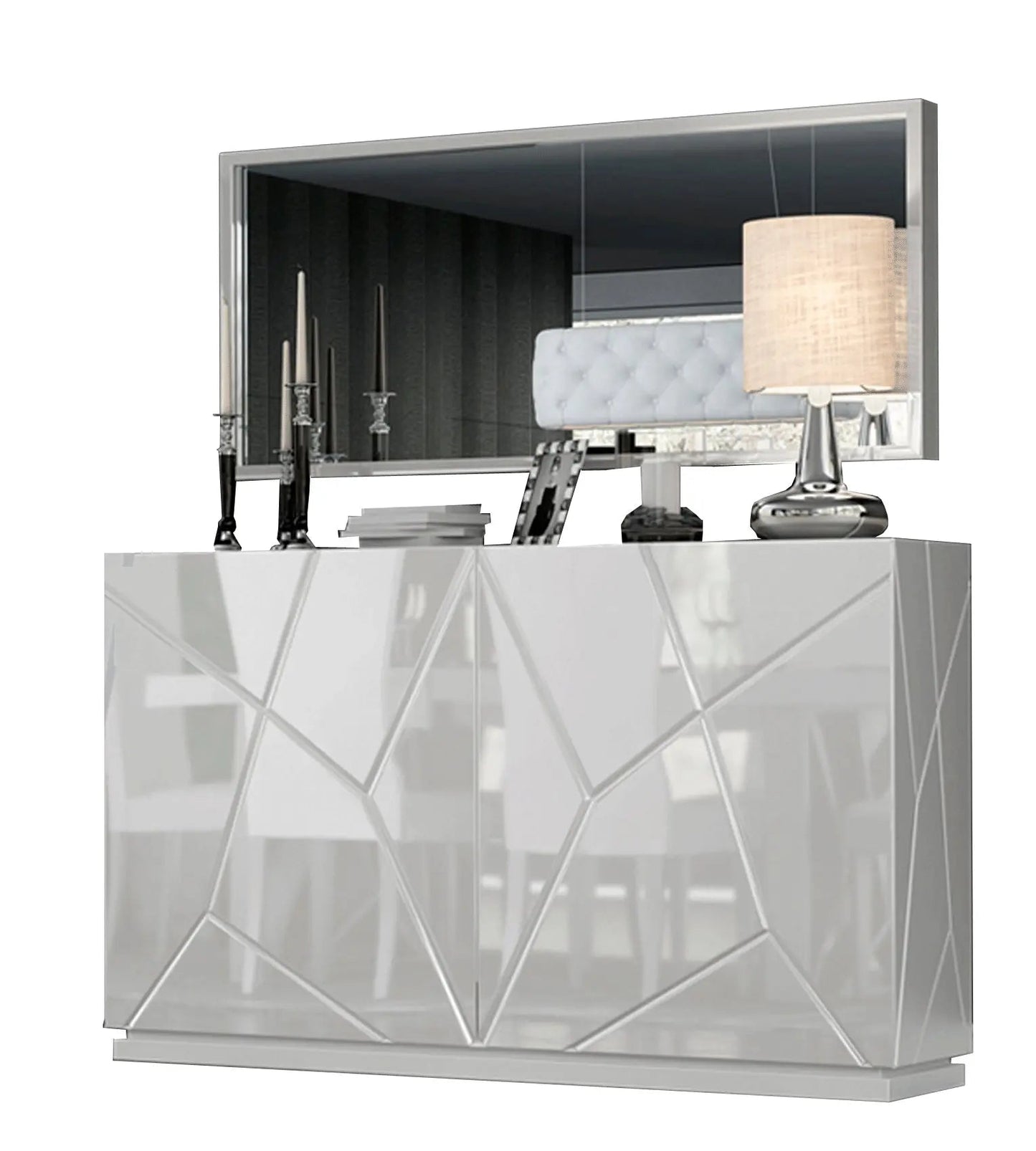 Kiu Modern Rectangular Dining Room Set High Gloss White Color by ESF Furniture ESF Furniture