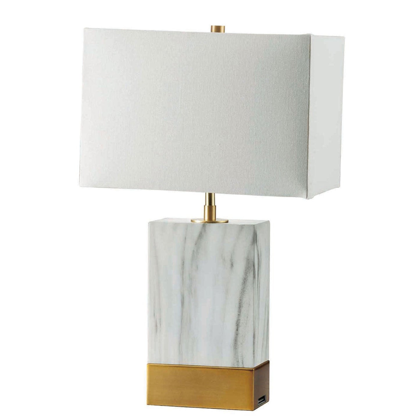 Faith White Marble/Gold 20"H White Marble Gold Table Lamp FOA East