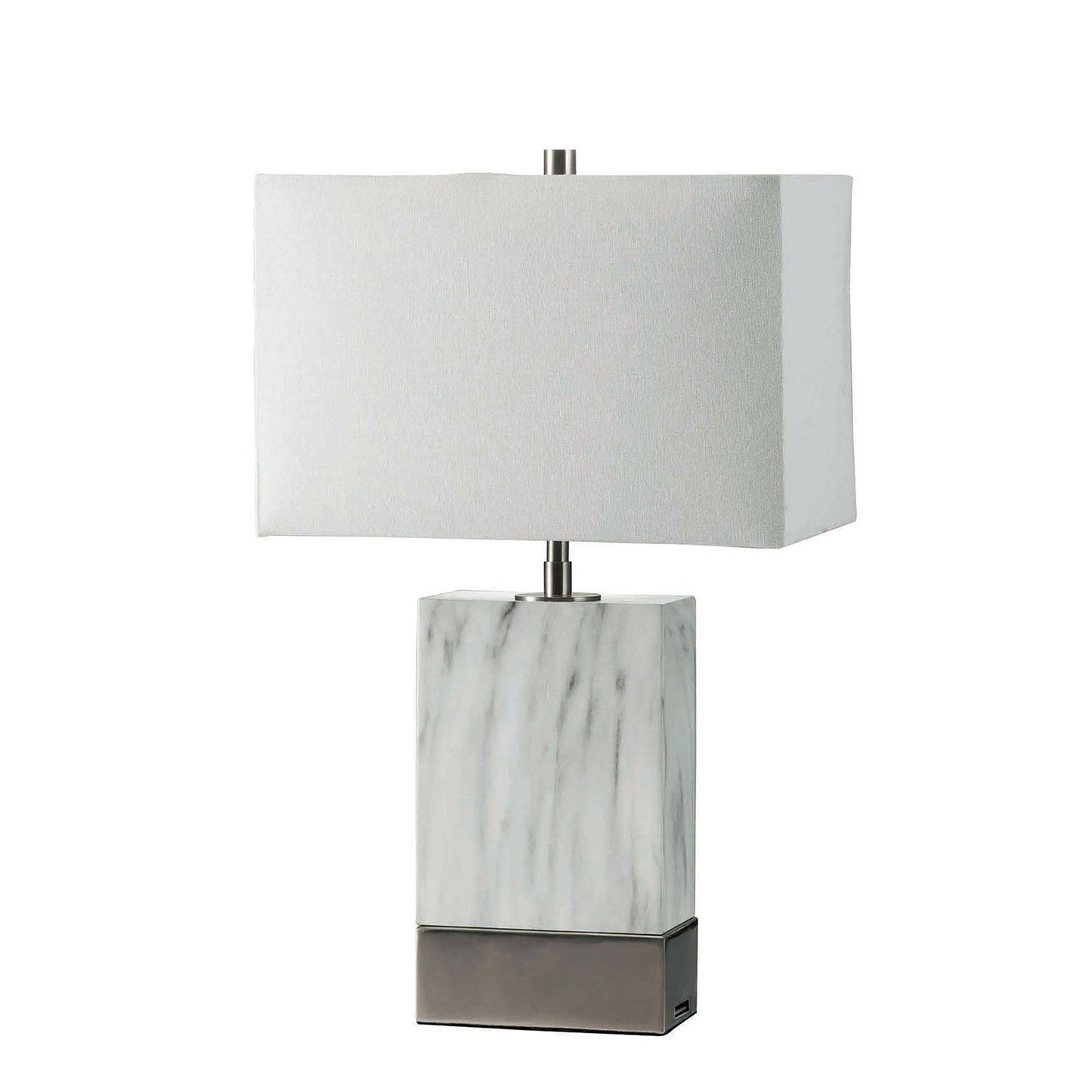 Faith White Marble/Silver 20"H White Marble Steel Table Lamp FOA East