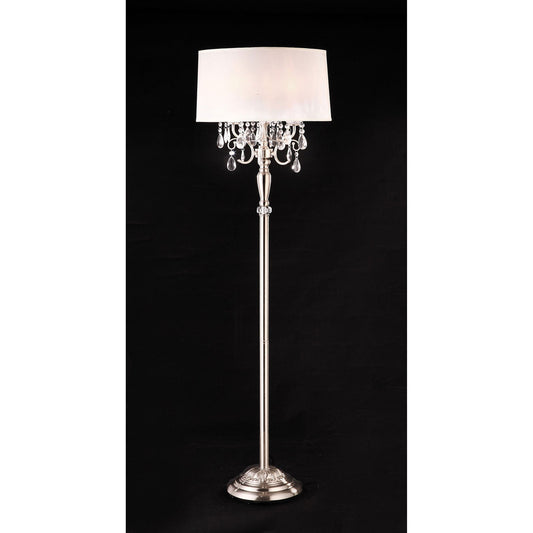 Sophy White/Chrome Floor Lamp, Hanging Crystal FOA East