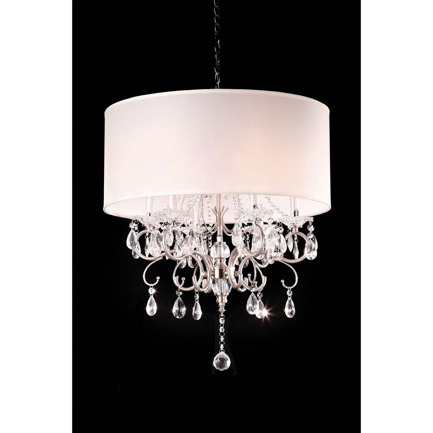 Sophy White/Chrome Ceiling Lamp, Hanging Crystal FOA East