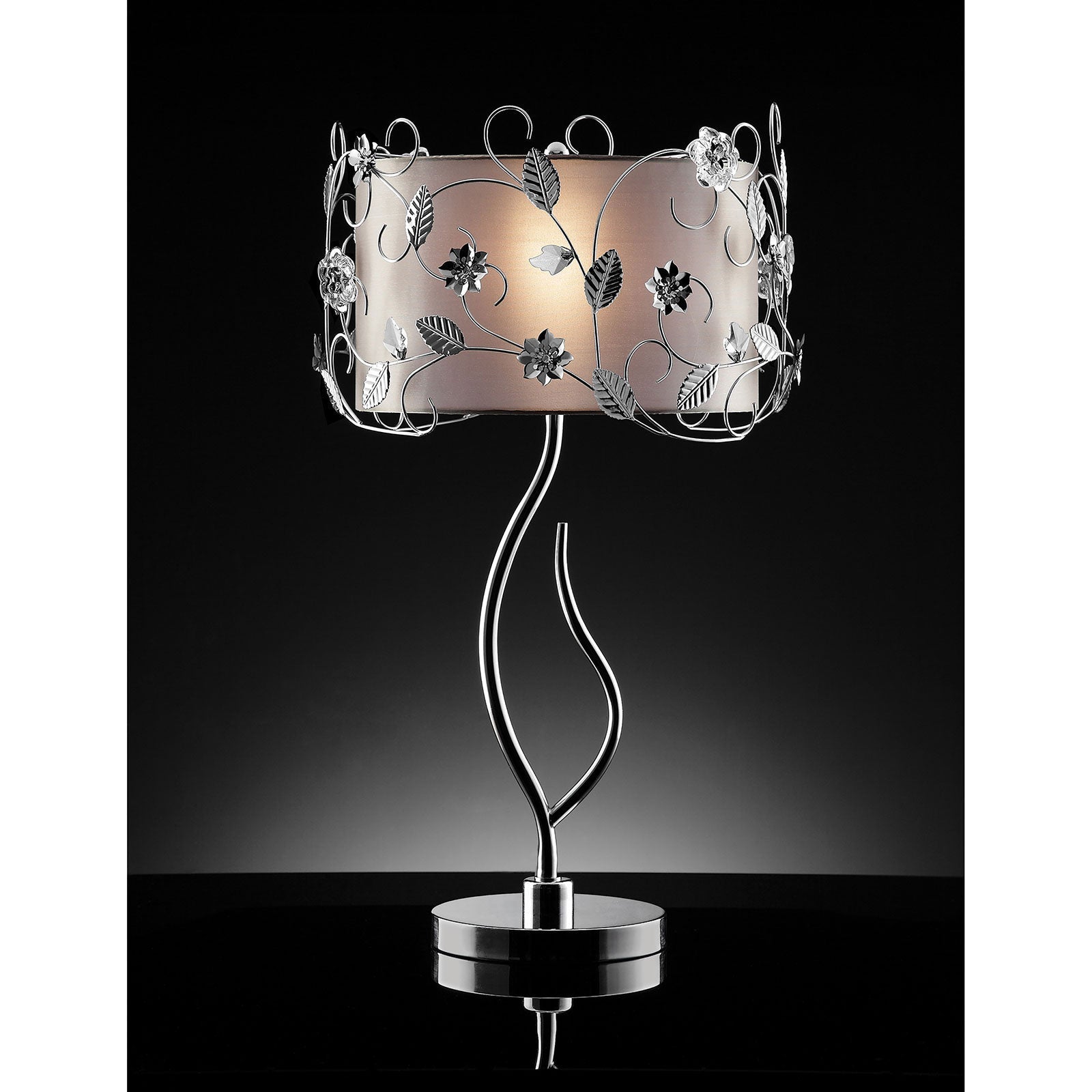 Elva Silver/Chrome Table Lamp, Double Shade FOA East