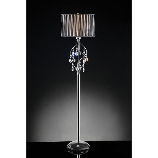 Arya Black/Chrome Floor Lamp, Hanging Crystal FOA East