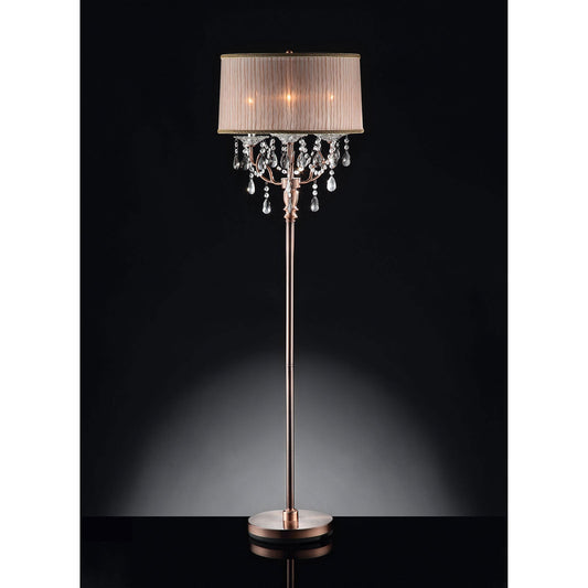 Cecelia Copper Floor Lamp, Hanging Crystal