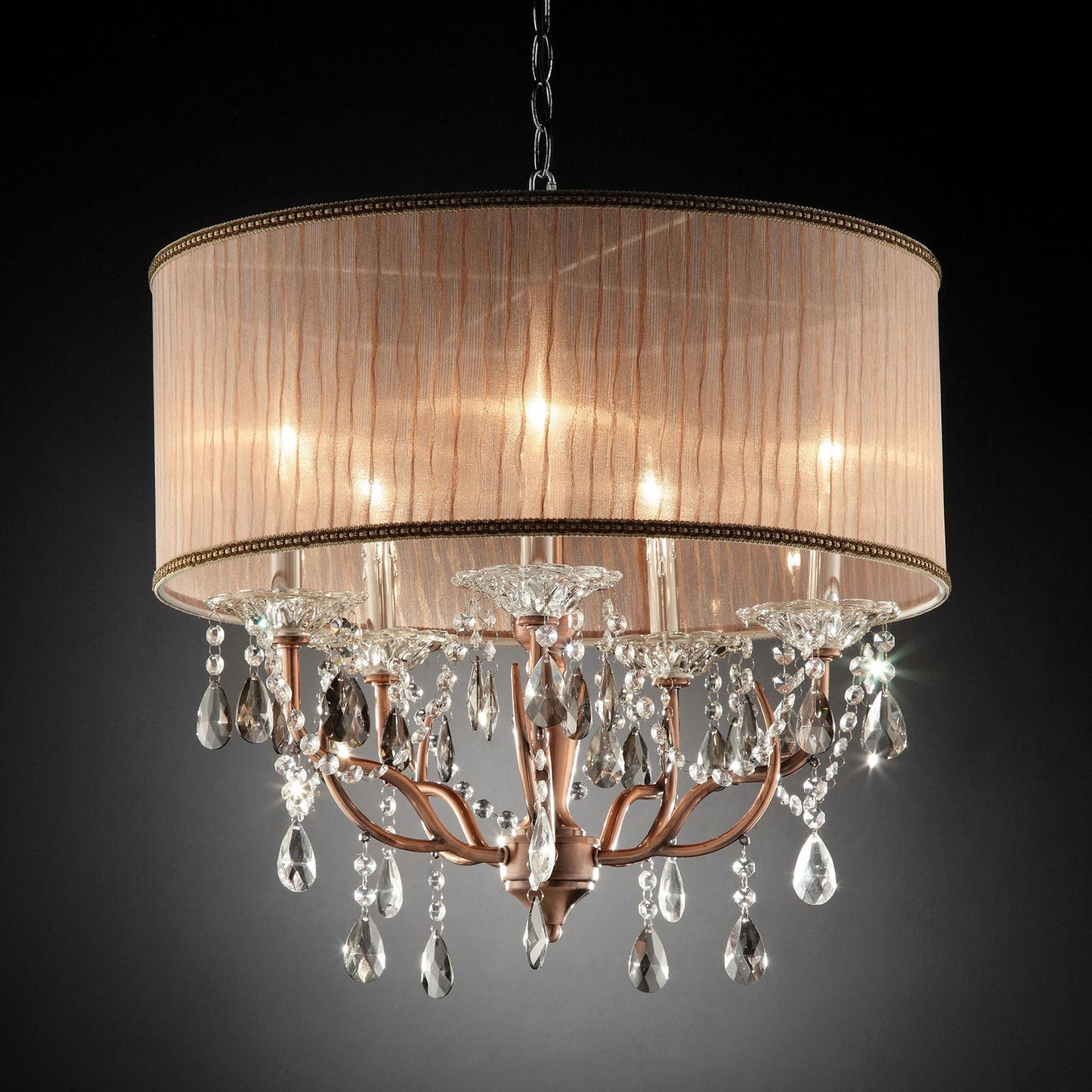 Cecelia Chrome Ceiling Lamp, Hanging Crystal FOA East