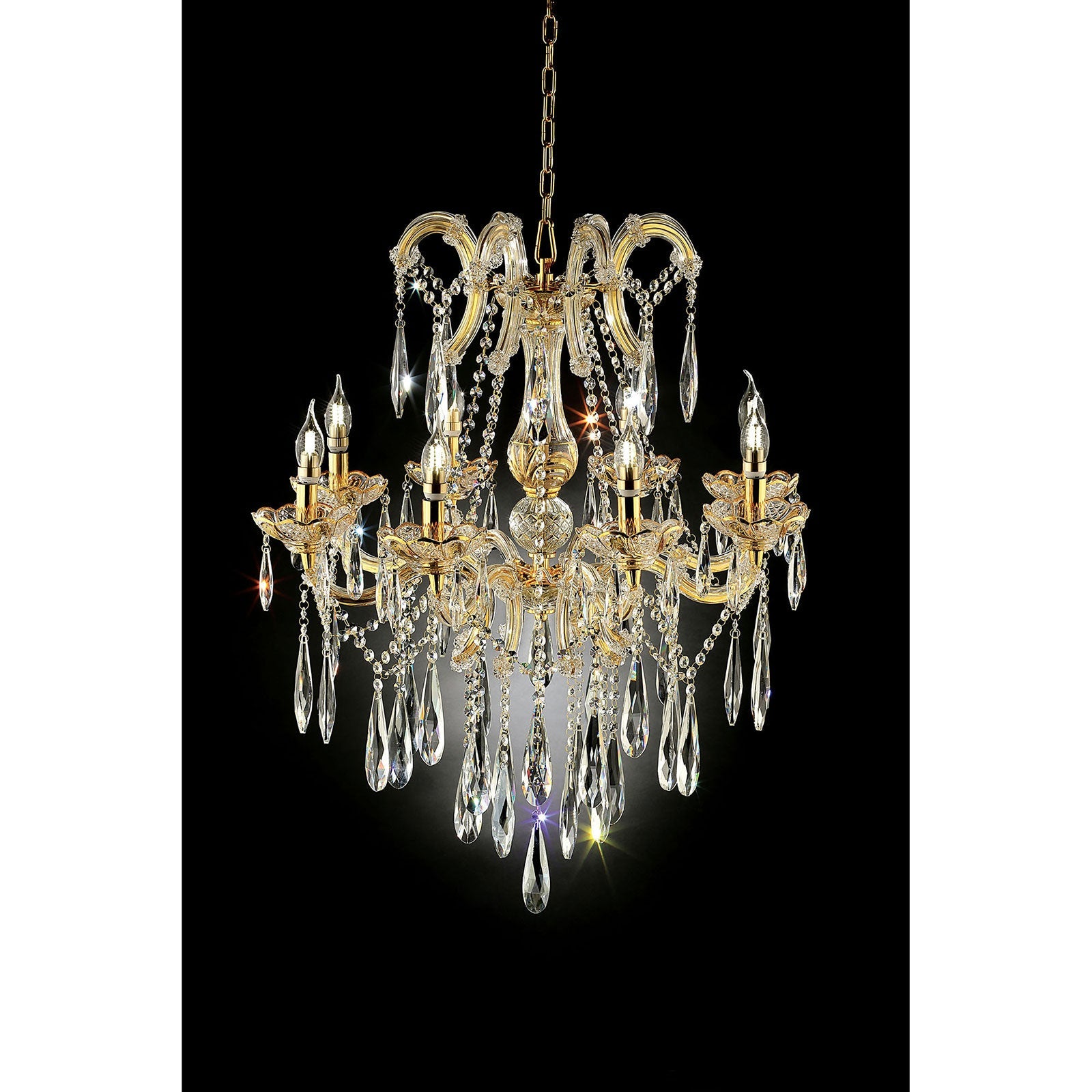 Christiana Gold 35"H Ceiling Lamp Gold, Hanging Crystal FOA East