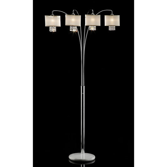 Claris Ivory/Chrome Arch Lamp, Hanging Crystal FOA East