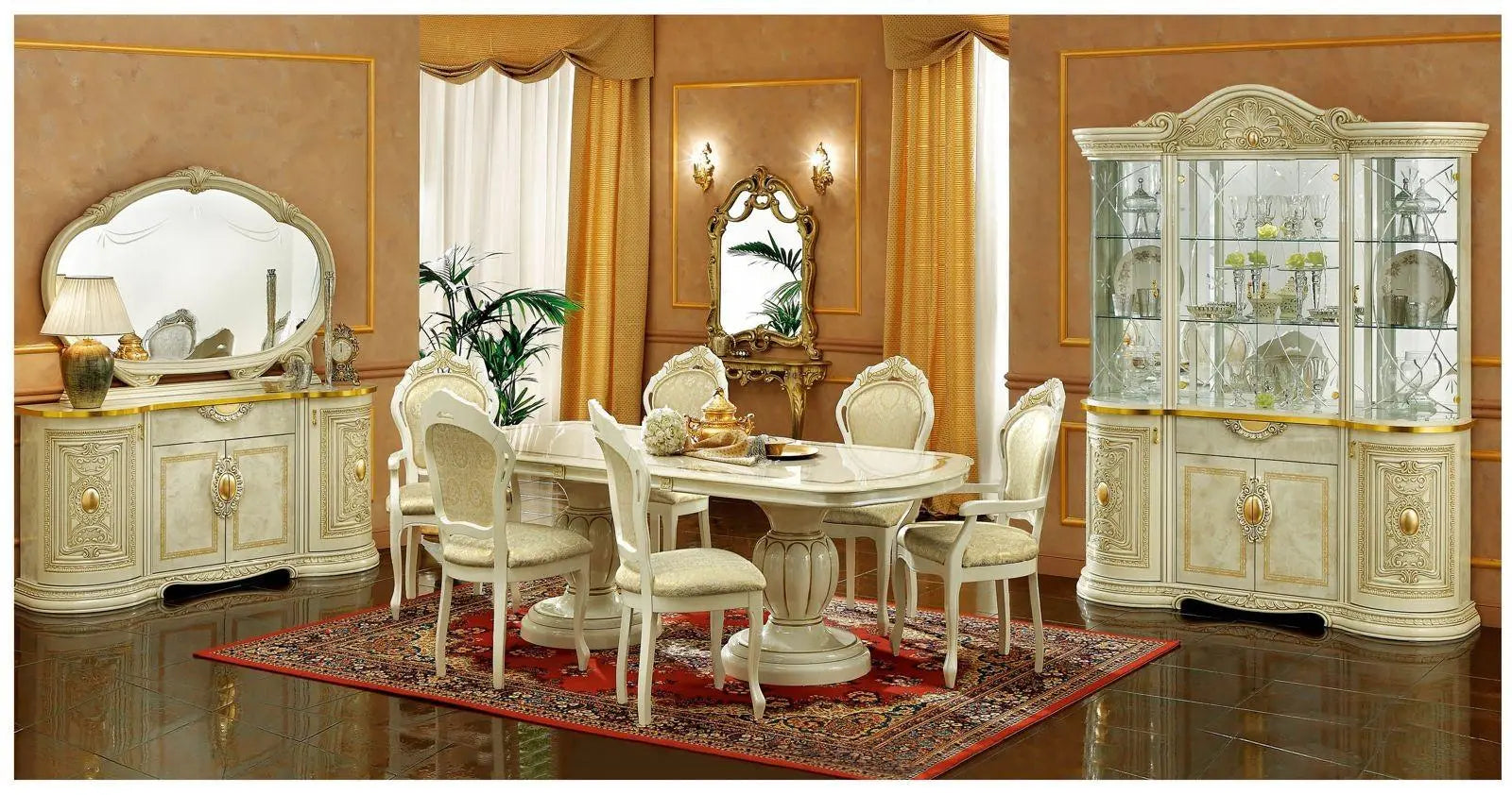 Leonardo Classic Rectangular Dining Room Set by ESF Furniture - Glossy Ivory Finish ESF Furniture