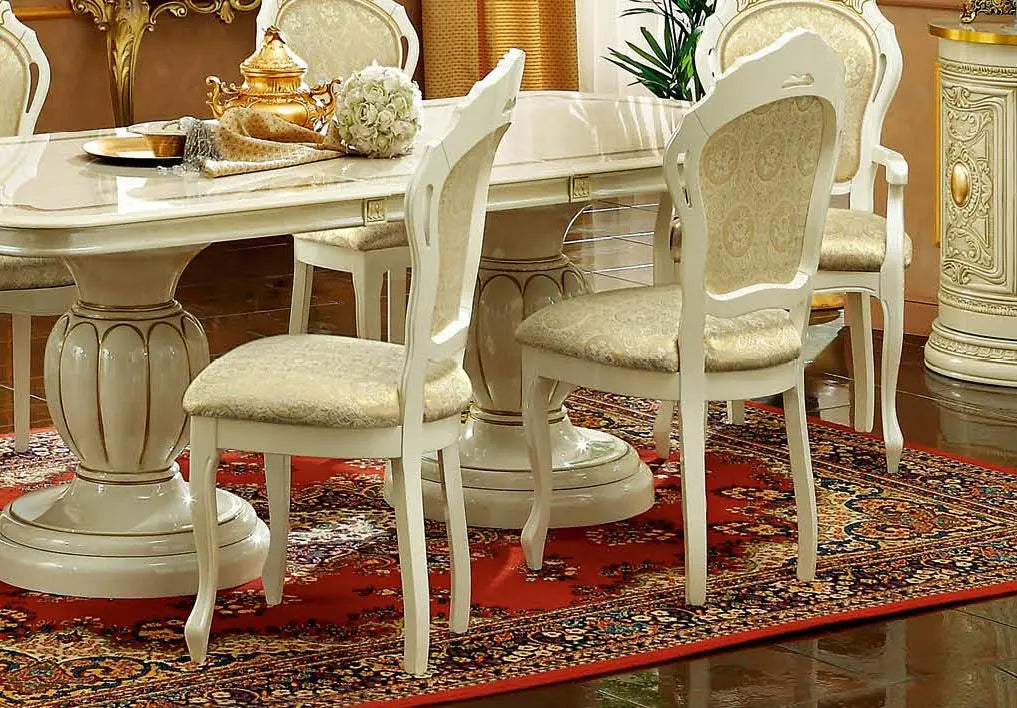 Leonardo Classic Rectangular Dining Room Set by ESF Furniture - Glossy Ivory Finish ESF Furniture