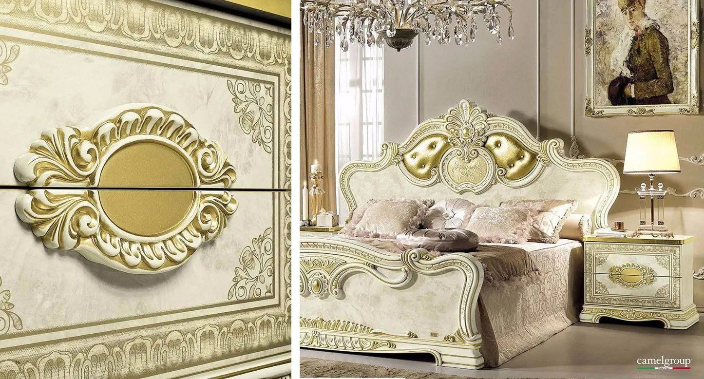 Leonardo Classic Royalty Bedroom Set in High Gloss Ivory W/ Gold Accents Finish by ESF Furniture ESF Furniture