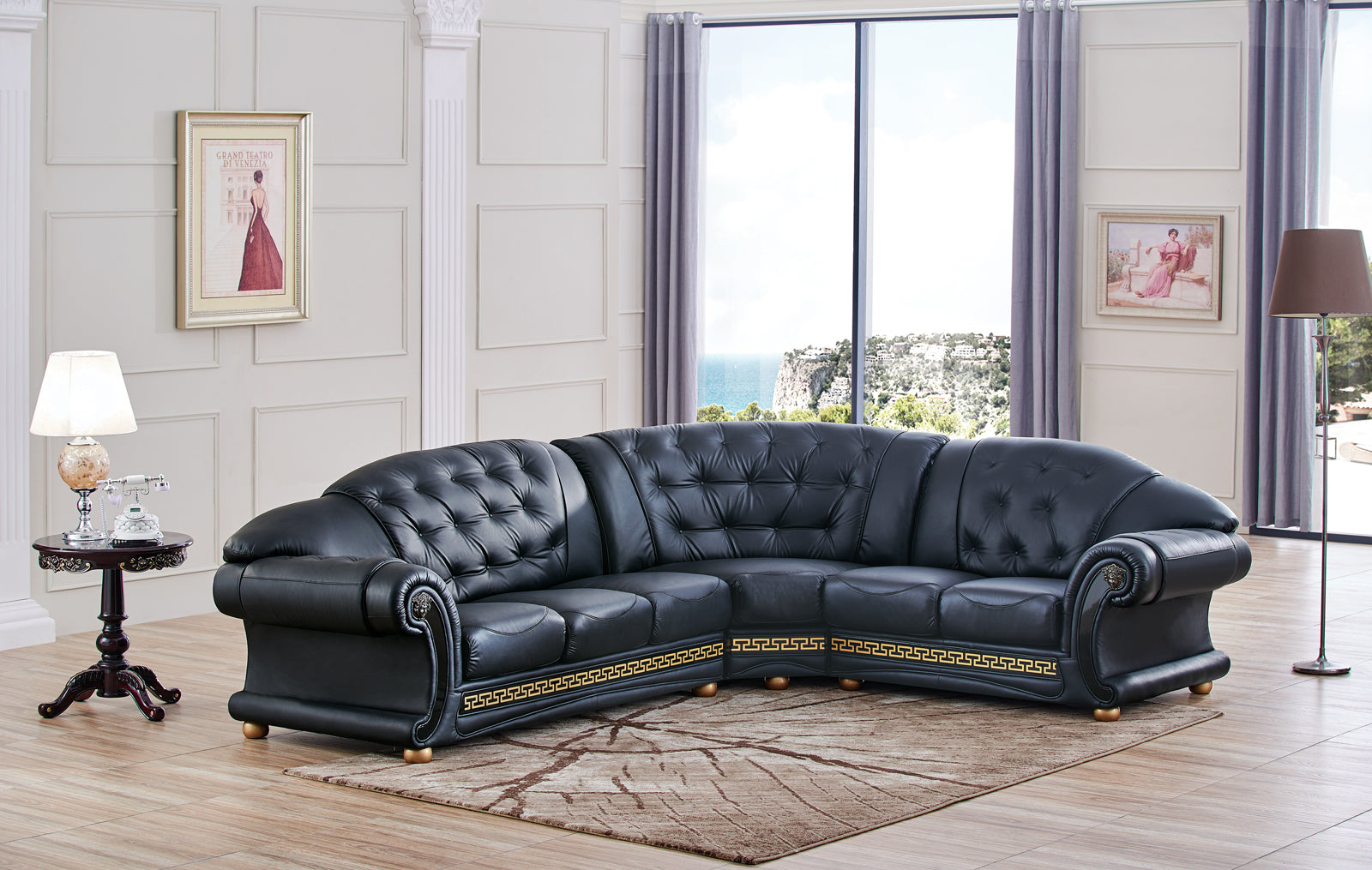 ESF Furniture - Apolo Sectional Left Facing Black - APOLOSECTLEFTBLACK ESF Furniture