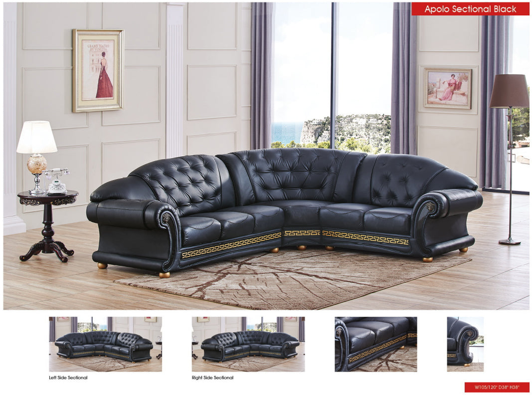 ESF Furniture - Apolo Sectional Left Facing Black - APOLOSECTLEFTBLACK ESF Furniture