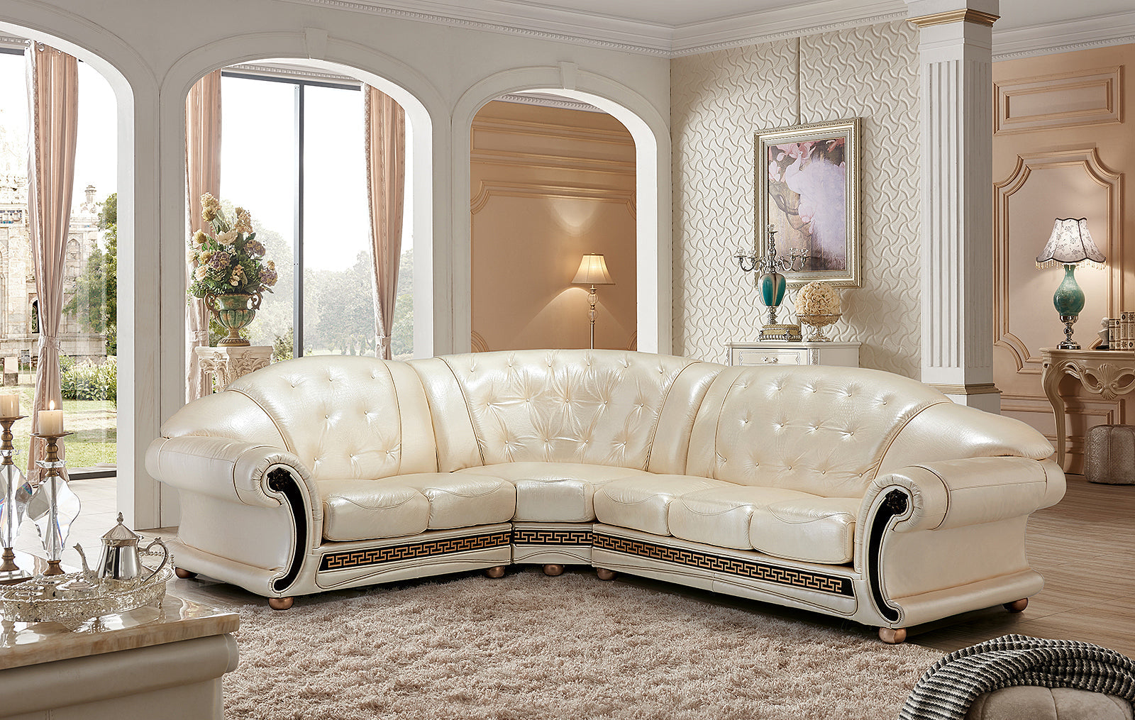 ESF Furniture - Apolo Sectional Left Facing Pearl - APOLOSECTLEFTPEARL ESF Furniture