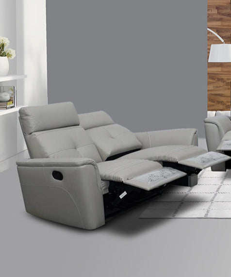 ESF Furniture - 8501 2 Loveseat w-2 Recliners in Light Grey - 85012 ESF Furniture