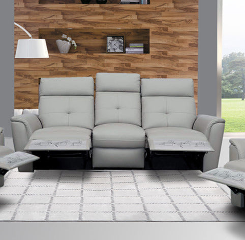 ESF Furniture - 8501 3 Sofa w-2 Recliners in Light Grey - 85013 ESF Furniture