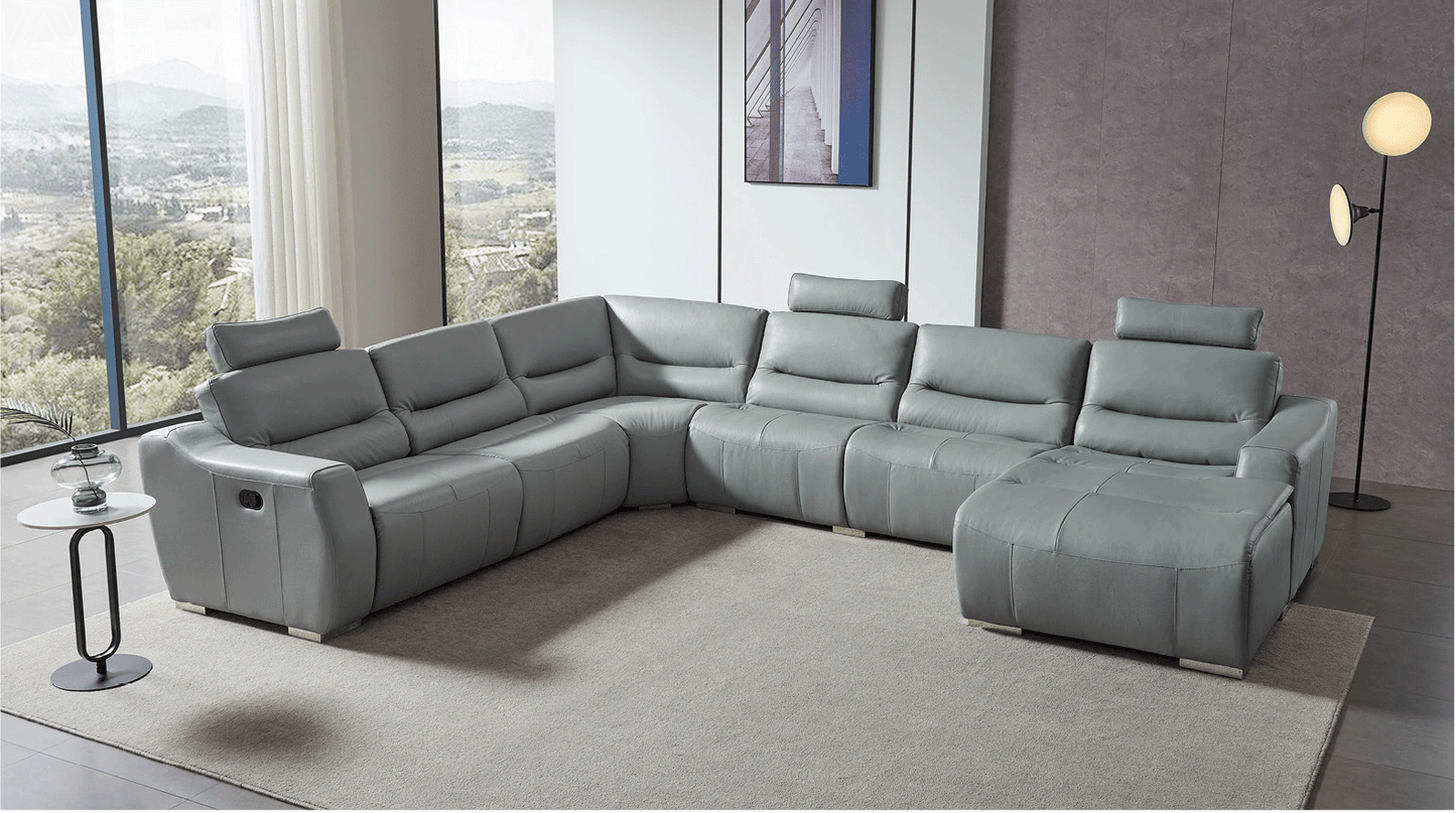 ESF FURNITURE - 2144 Sectional Right w/Recliner in Light grey - 2144SECTIONALGREY ESF Furniture