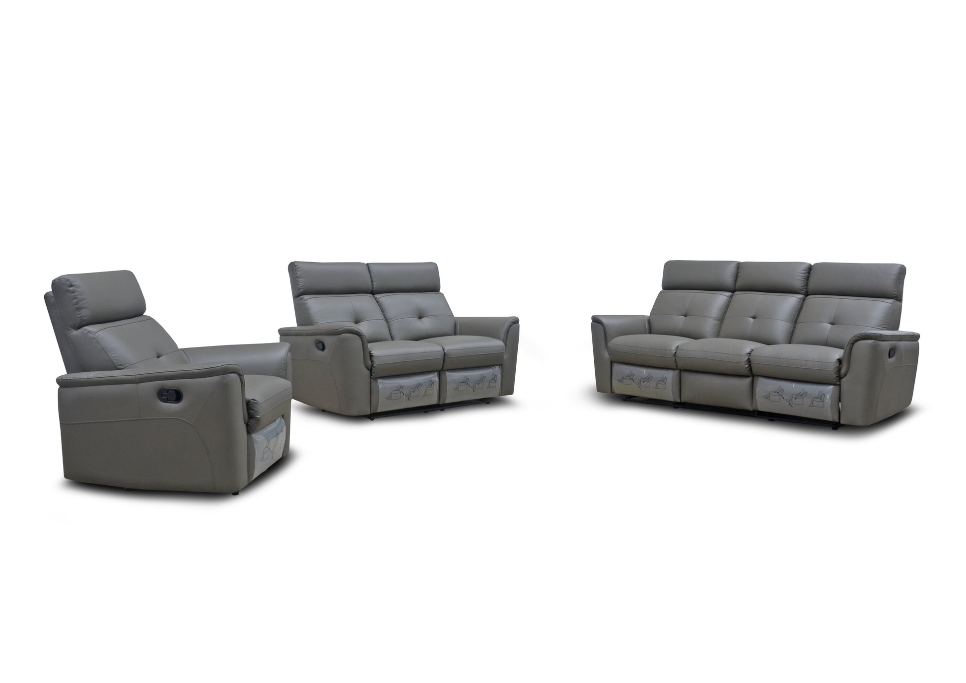 ESF Furniture - 8501 3 Sofa w-2 Recliners in Dark Grey - 85013DARKGREY ESF Furniture