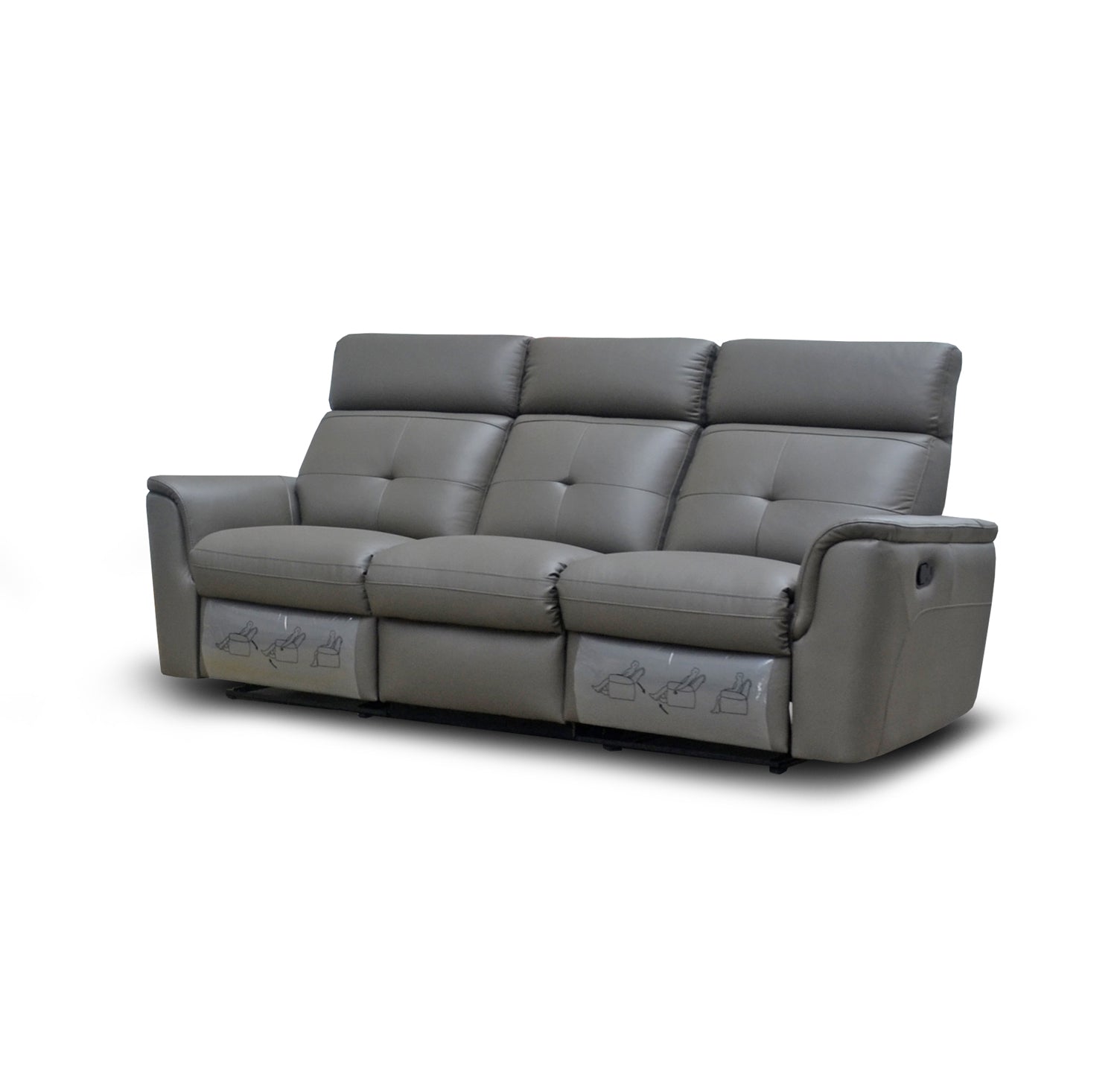 ESF Furniture - 8501 3 Sofa w-2 Recliners in Dark Grey - 85013DARKGREY ESF Furniture