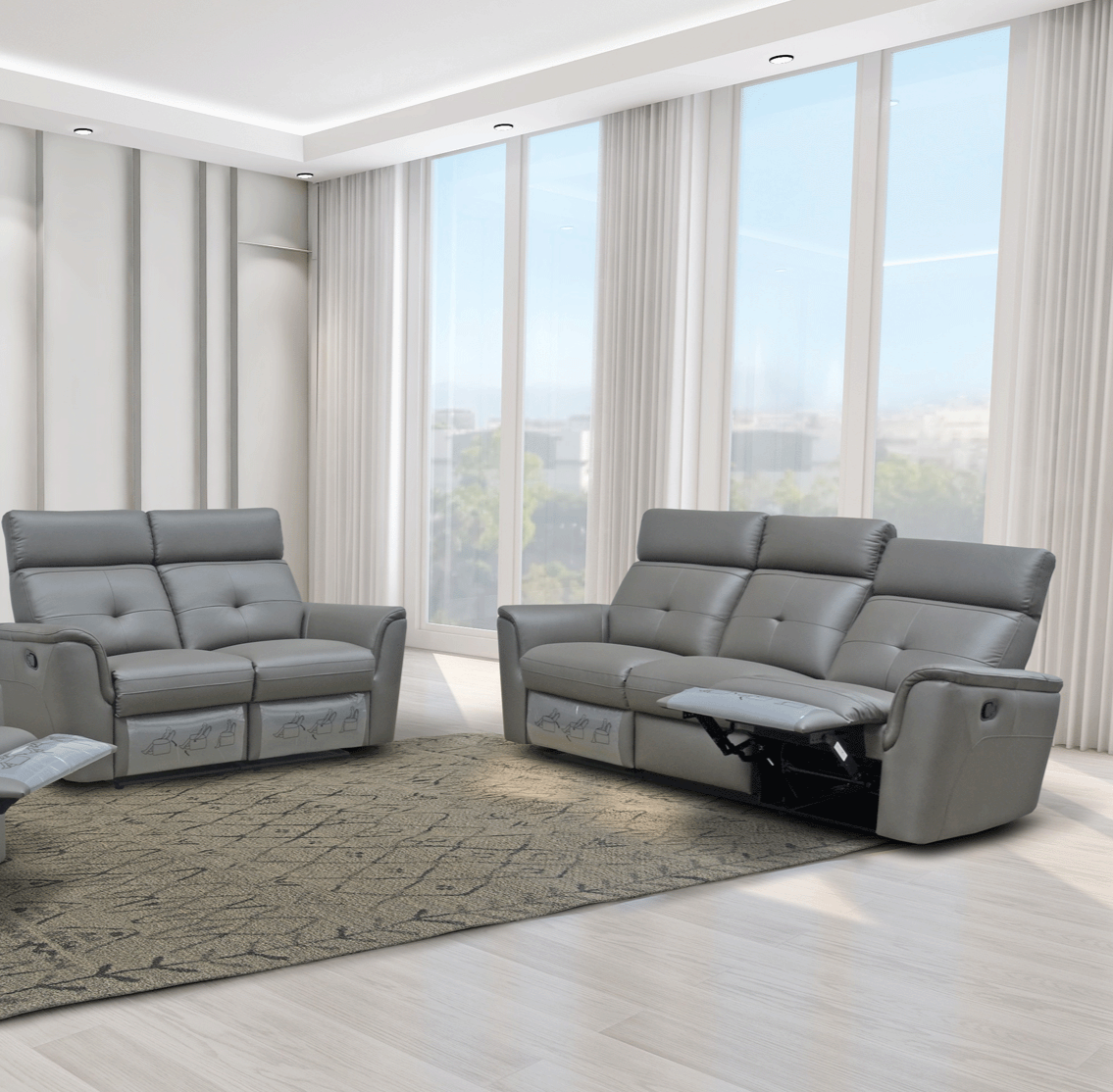 ESF Furniture - 8501 2 Piece Recliner Sofa Set in Dark Grey - 8501DARKGREY-SL ESF Furniture