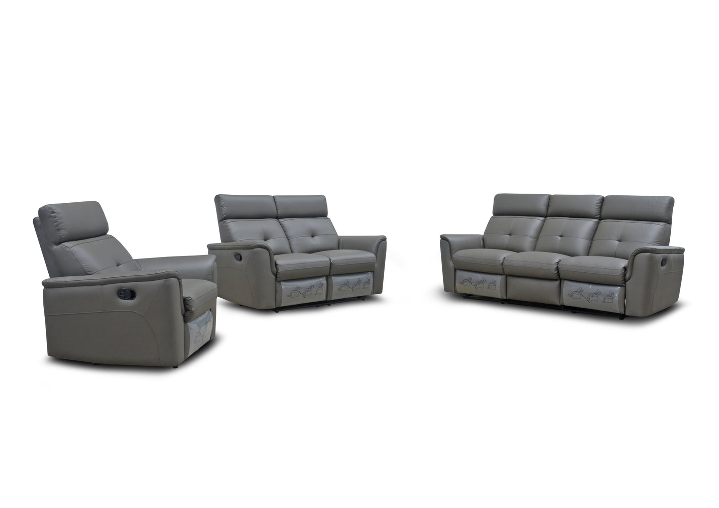 ESF Furniture - 8501 2 Loveseat w/2 Recliners in Dark Grey - 85012DARKGREY ESF Furniture