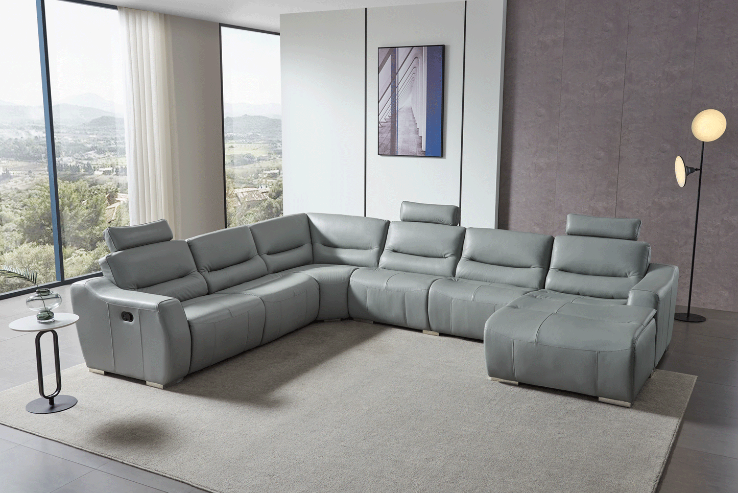 ESF FURNITURE - 2144 Sectional Right w/Recliner in Light grey - 2144SECTIONALGREY ESF Furniture