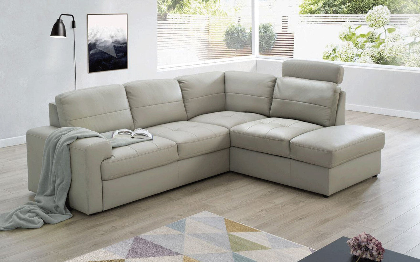 ESF FURNITURE - Ella Right Sectional w/Bed in Taupe - ELLASECTIONAL ESF Furniture