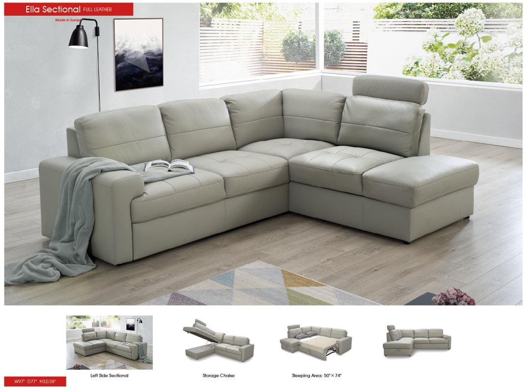 ESF FURNITURE - Ella Right Sectional w/Bed in Taupe - ELLASECTIONAL ESF Furniture