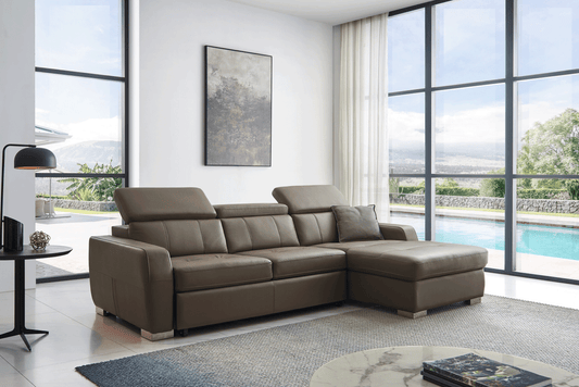 ESF Furniture - 1822 Sectional Right w/Bed in Grayish Brown Taupe - 1822SECTIONAL ESF Furniture