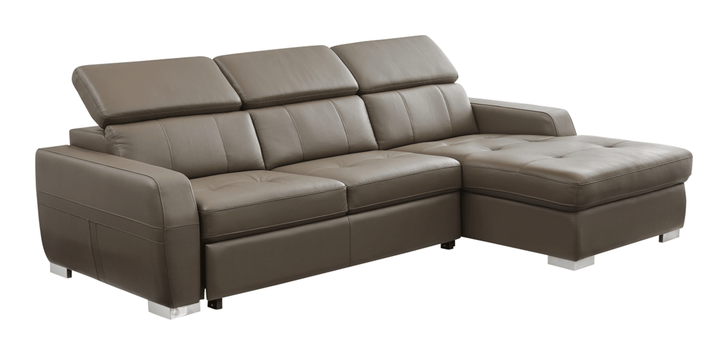 ESF Furniture - 1822 Sectional Right w/Bed in Grayish Brown Taupe - 1822SECTIONAL ESF Furniture