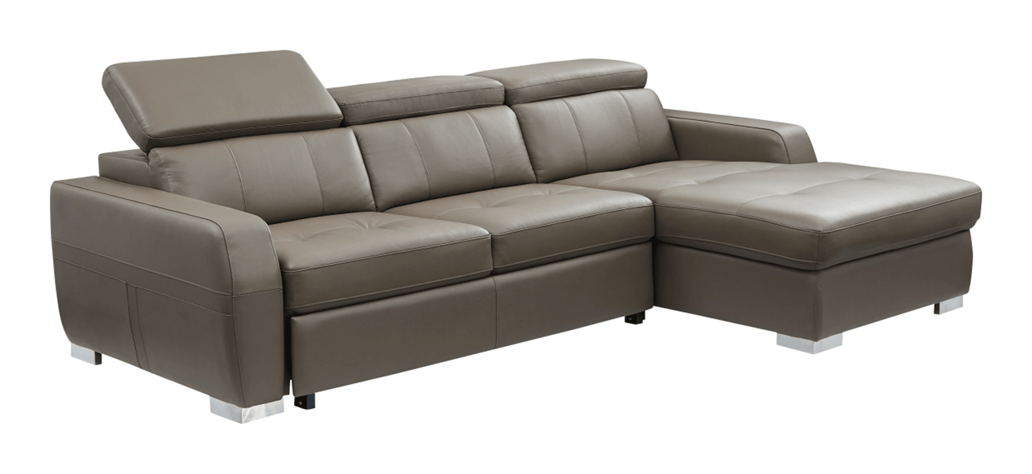 ESF Furniture - 1822 Sectional Right w/Bed in Grayish Brown Taupe - 1822SECTIONAL ESF Furniture