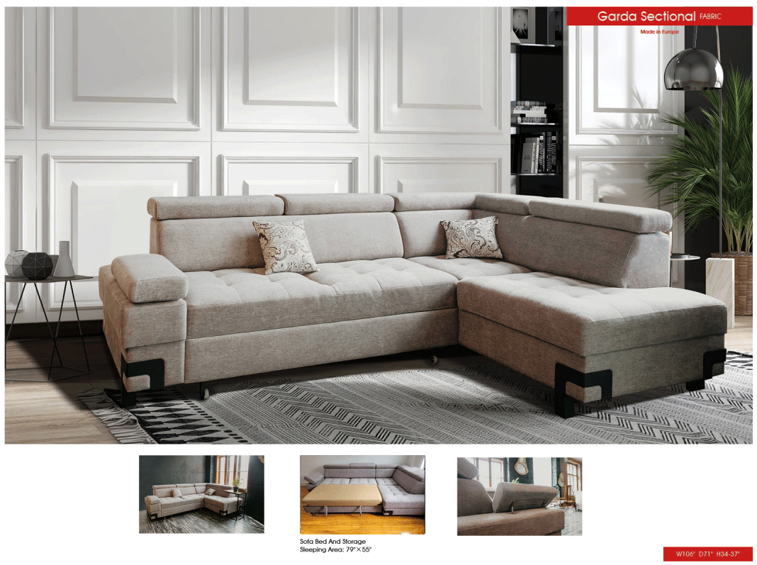 ESF FURNITURE - Garda Sectional Left w/ Bed and Storage - GARDASECTIONALLEFT ESF Furniture