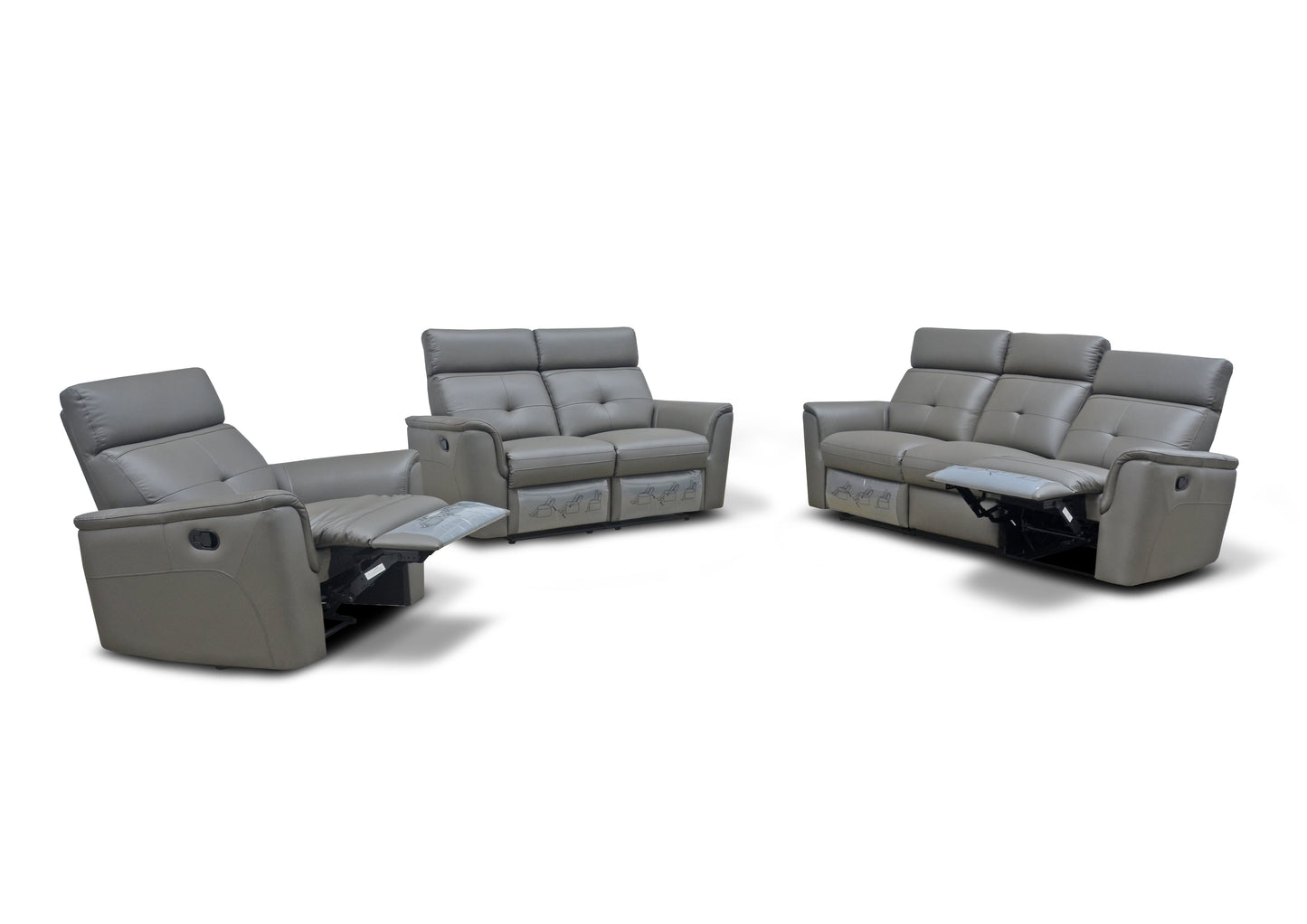 ESF Furniture - 8501 3 Sofa w-2 Recliners in Dark Grey - 85013DARKGREY ESF Furniture