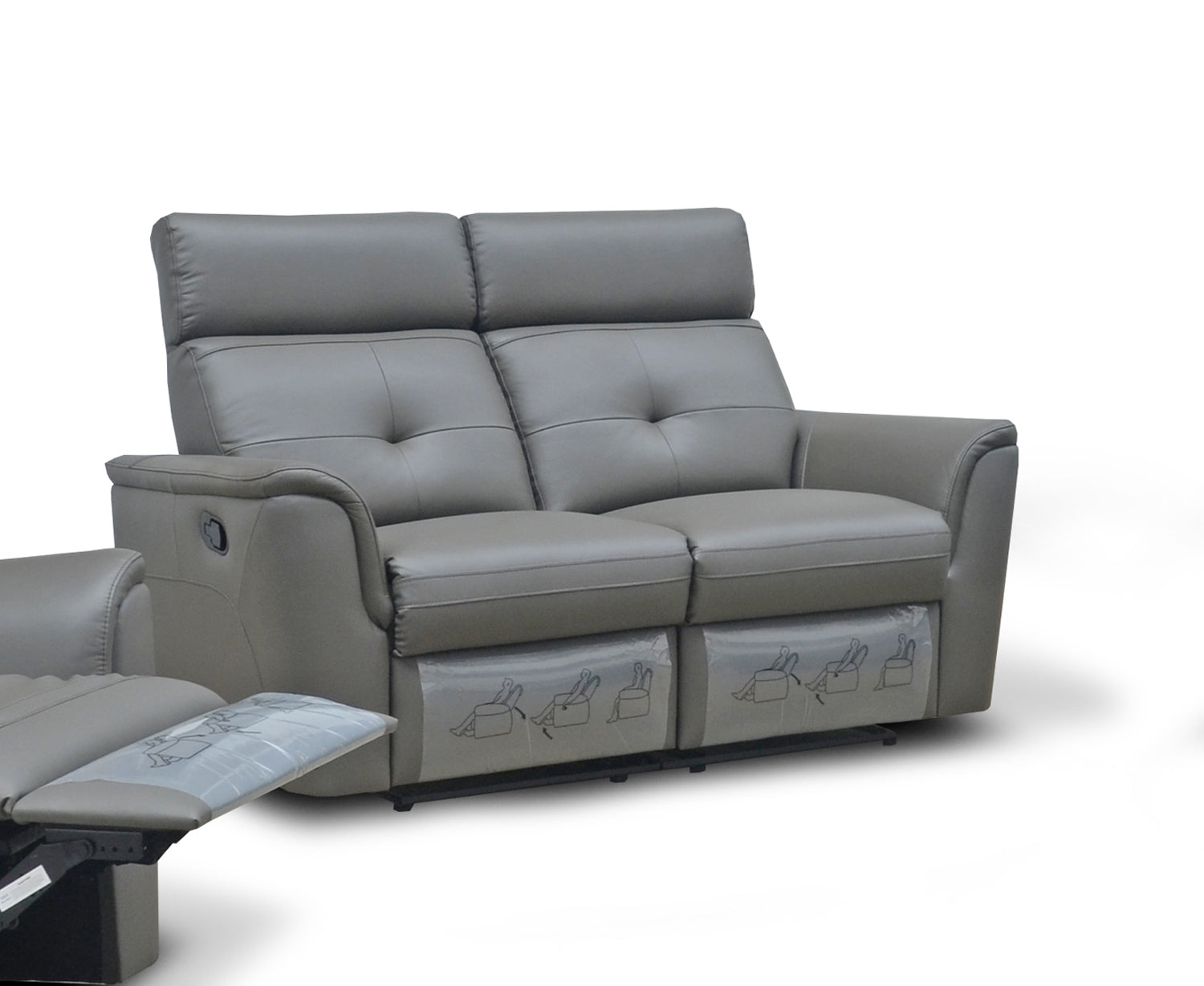 ESF Furniture - 8501 2 Loveseat w/2 Recliners in Dark Grey - 85012DARKGREY ESF Furniture