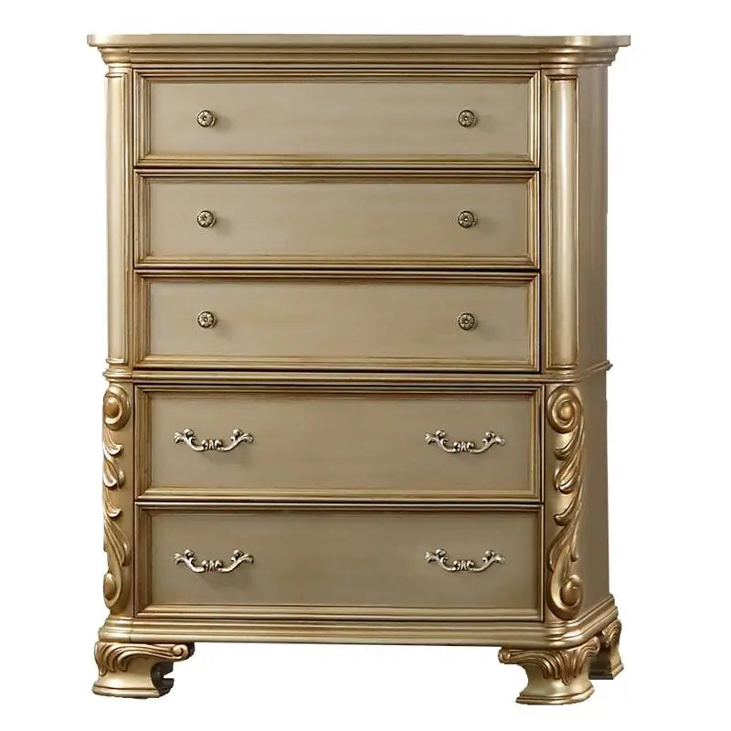 Miranda 6Pc Traditional Bedroom Set in Gold Finish by Cosmos Furniture Cosmos Furniture