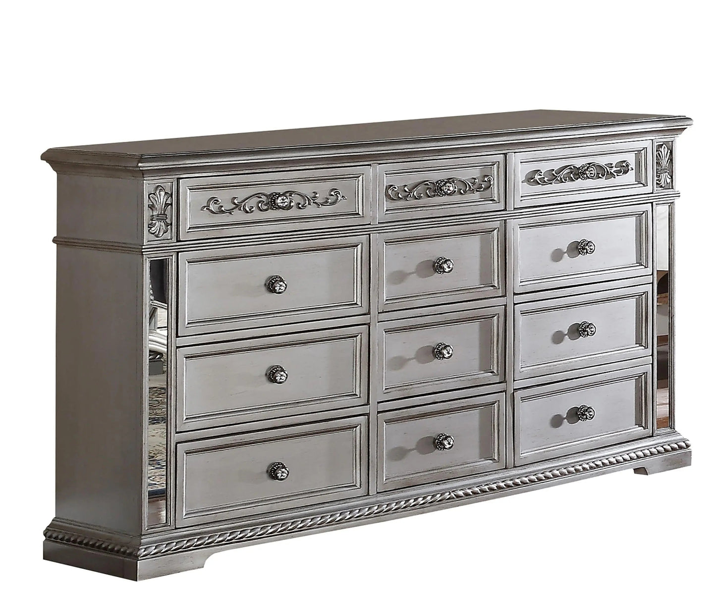 Pamela 6Pc Transitional Bedroom Set in Silver Finish by Cosmos Furniture Cosmos Furniture