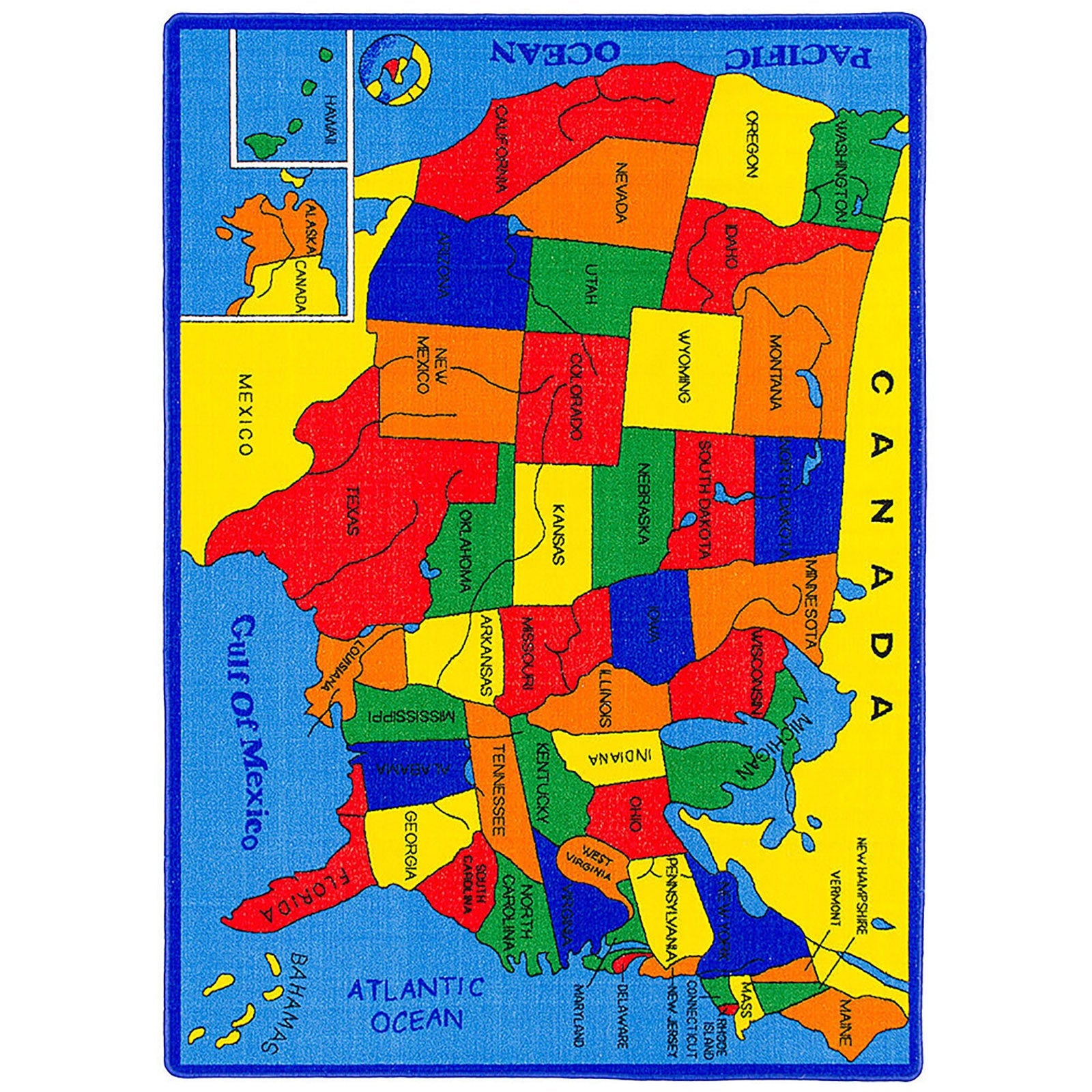 ABBEY Us Map 5' X 8' Area Rug FOA East