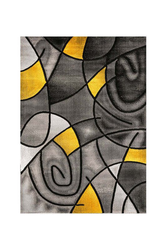 Sivas Charcoal Yellow 8' X 10' Area Rug FOA East