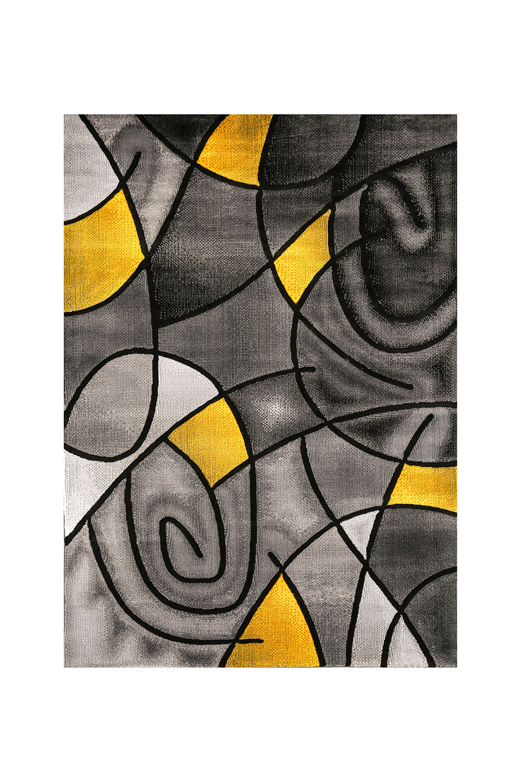 Sivas Charcoal Yellow 5' X 8' Area Rug FOA East