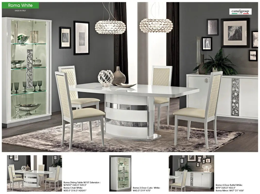 Roma Modern Rectangular Dining Room Set High Gloss White Color by ESF Furniture ESF Furniture