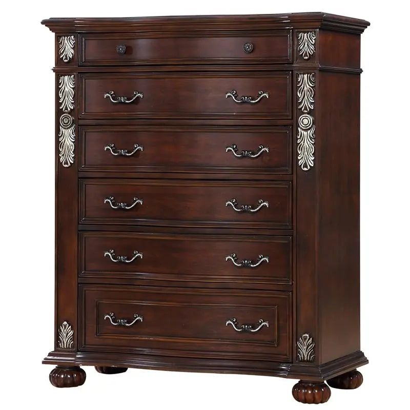 Rosanna 6Pc Traditional Bedroom Set in Cherry Finish by Cosmos Furniture Cosmos Furniture