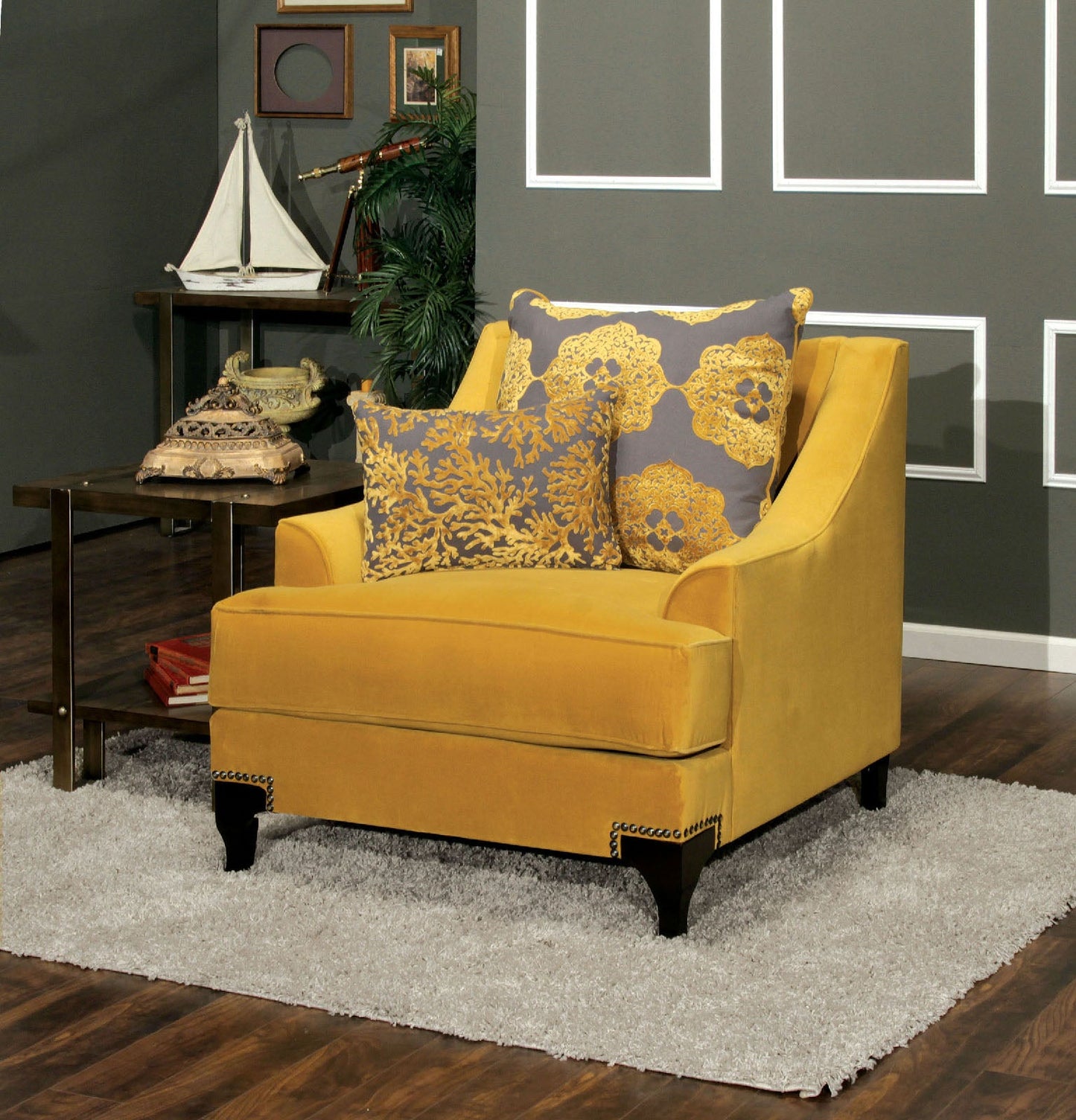 Wolver Gold/Gray Chair, Gold FOA East