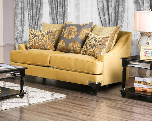 Viscontti Gold/Gray Love Seat, Gold FOA East