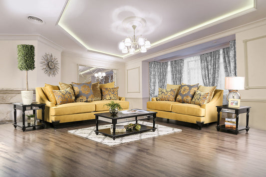 Viscontti Gold Sofa + Love Seat FOA East