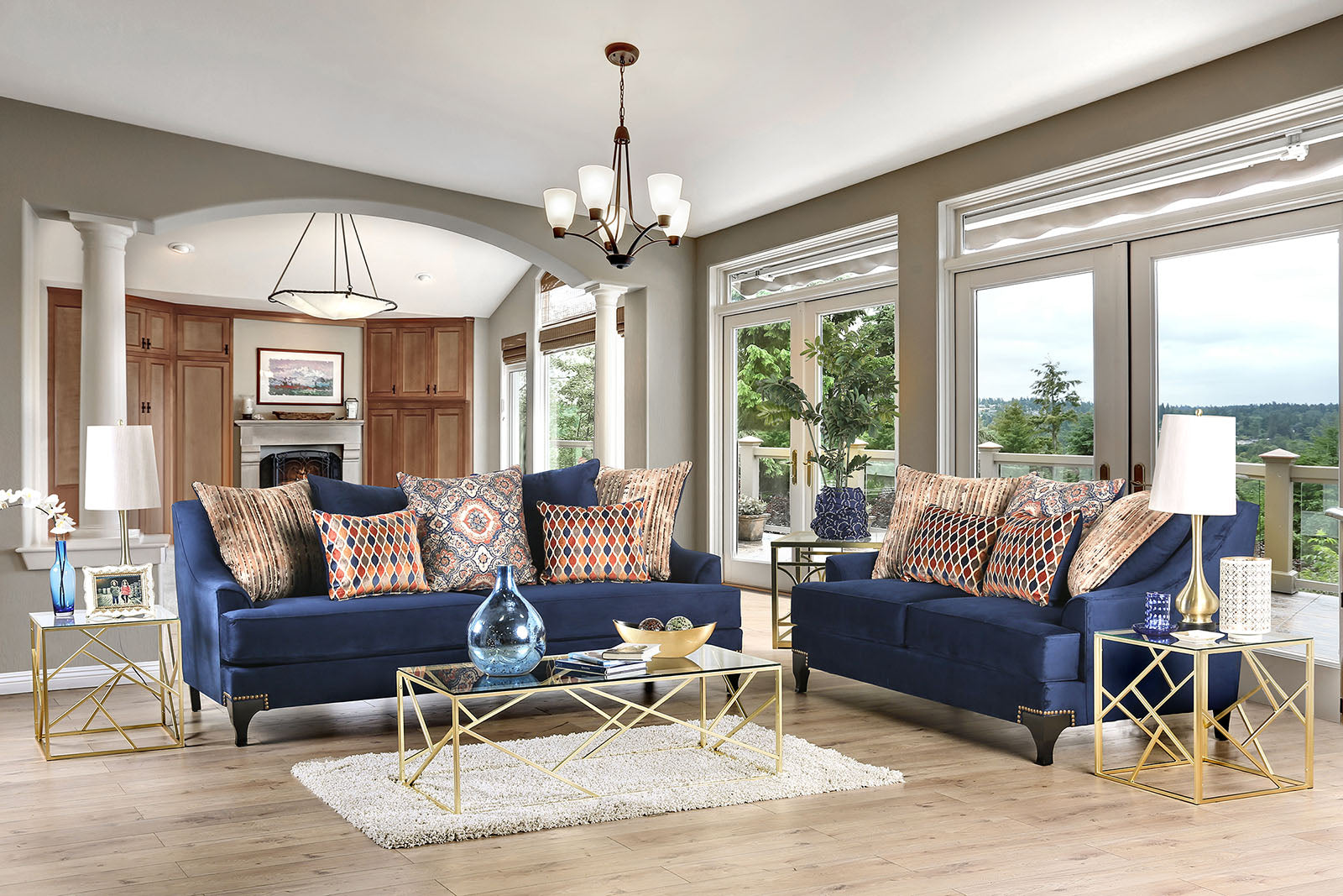 Sisseton Navy Sofa + Love Seat FOA East