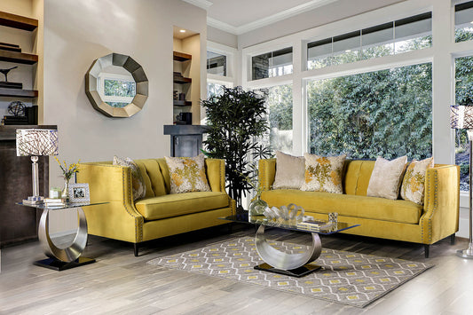 Tegan Royal Yellow Sofa + Love Seat FOA East