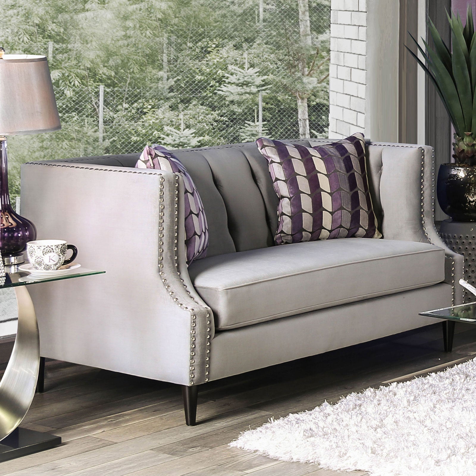 Tegan Gray/Purple Love Seat FOA East