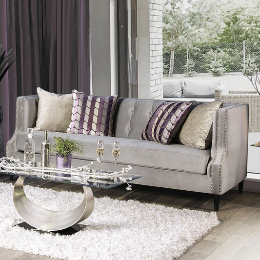 Tegan Gray/Purple Sofa FOA East