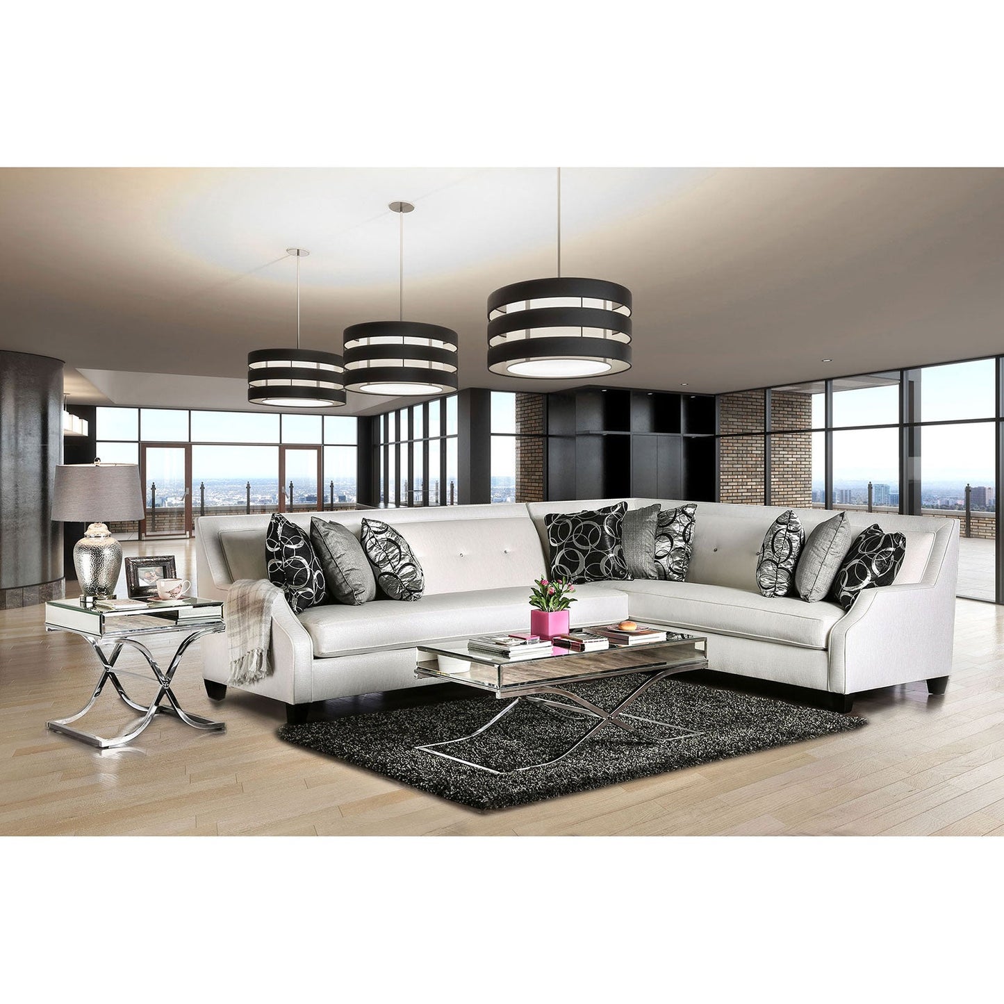 BETRIA /Black Off-White/Silver Sectional FOA East